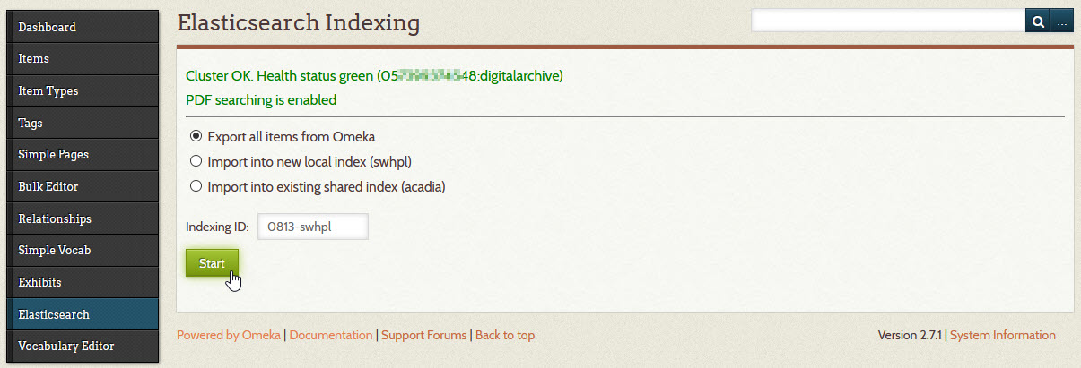 Elasticsearch indexing page
