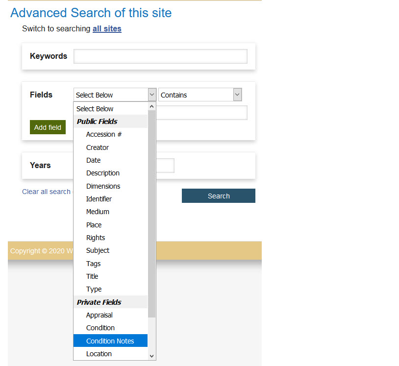 Private fields in Advanced Search