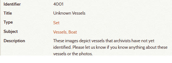 Unknown vessels item set