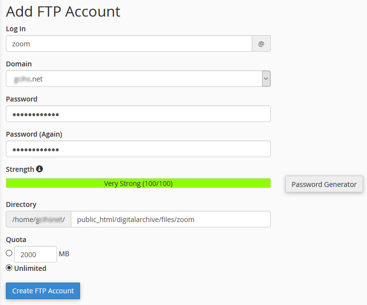Administrator FTP account